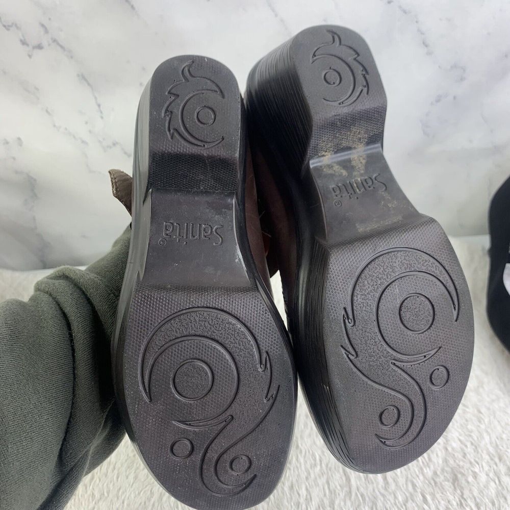 Sanita Womens Nyla Brown Leather Round Toe Wedge Heel Buckle Mary Jane Shoes 38 - Picture 7 of 16